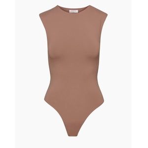Aritzia Babaton Contour Shoulder Pad Bodysuit XS Taupe